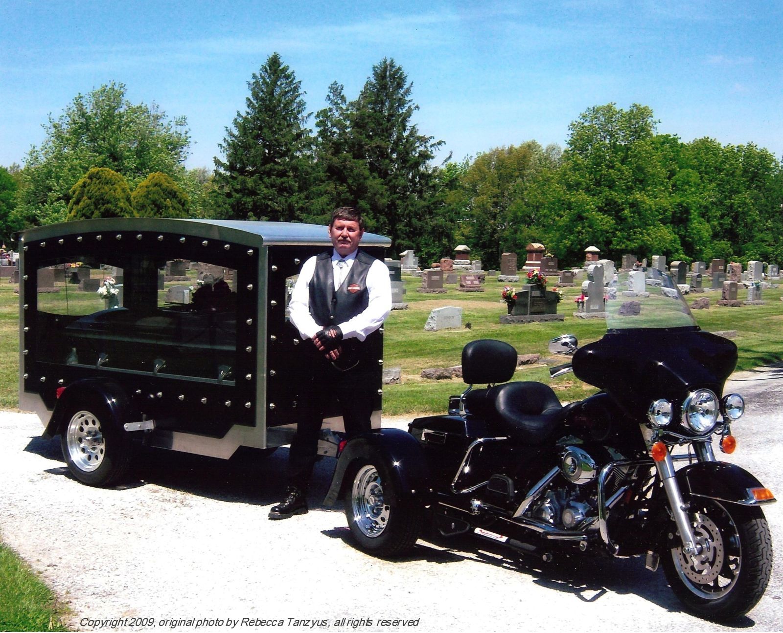 Tanzyus-Logan Funeral Home motorcycle trailer hearse